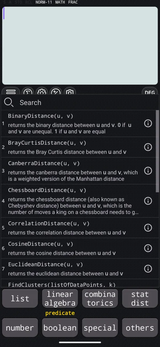 SHIFT and the linear algebra key: the clustering list, where EuclideanDistance is.
